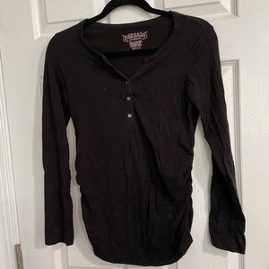 Maternity Button Henley Long Sleeve with Side Ruching